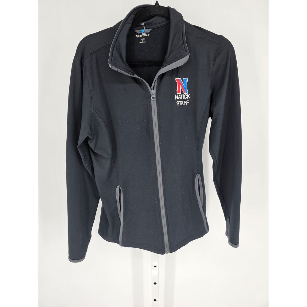 SportTek Womens Sz L Softshell Zip Up Jacket Natick Staff Black